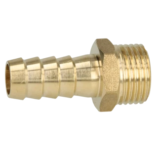 Messing slangtuit met 1/2" uitwendig schroefdraad voor aansluiting van 1/2" slangen