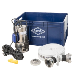 Calamiteitenbox met dompelpomp en 20 meter C-slang