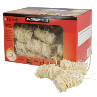 Fire lighter wool box with 32 pcs.